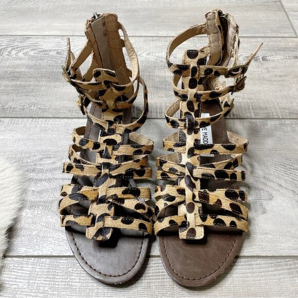 Steve Madden Plato Caged Gladiator Strappy Sandals Leopard Size 6M - Picture 2 of 8